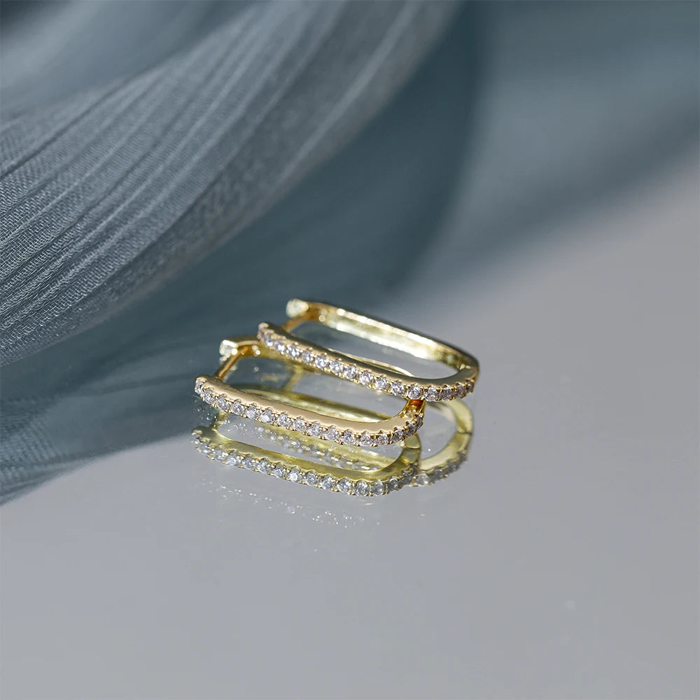Square Huggie Hoop Earrings - 925 Sterling Silver Square Huggie Hoop Earrings - 925 Sterling Silver